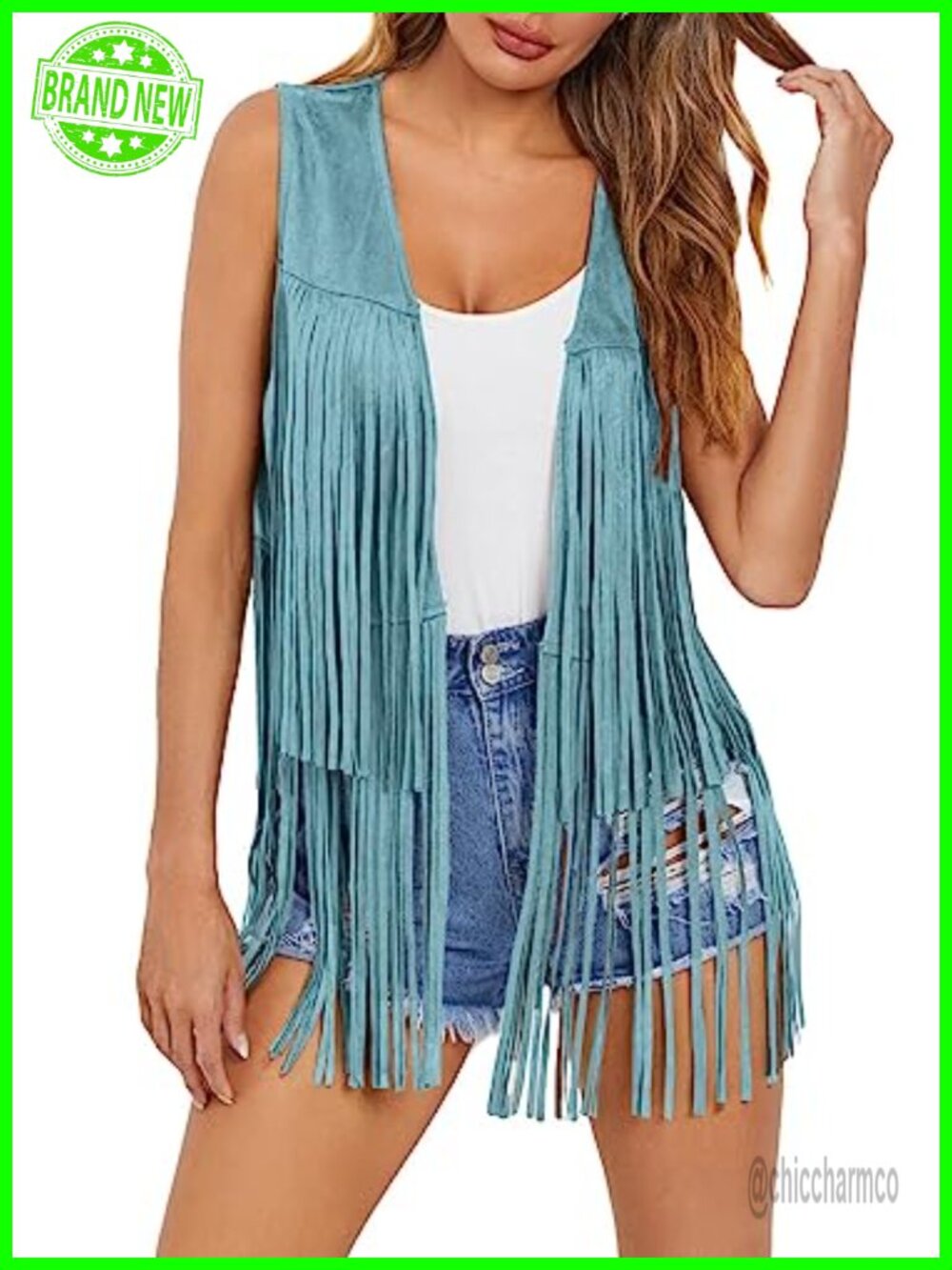 Faux Suede Fringe Vest 70s Western Cowgirl Sleeveless Tassel Hippie